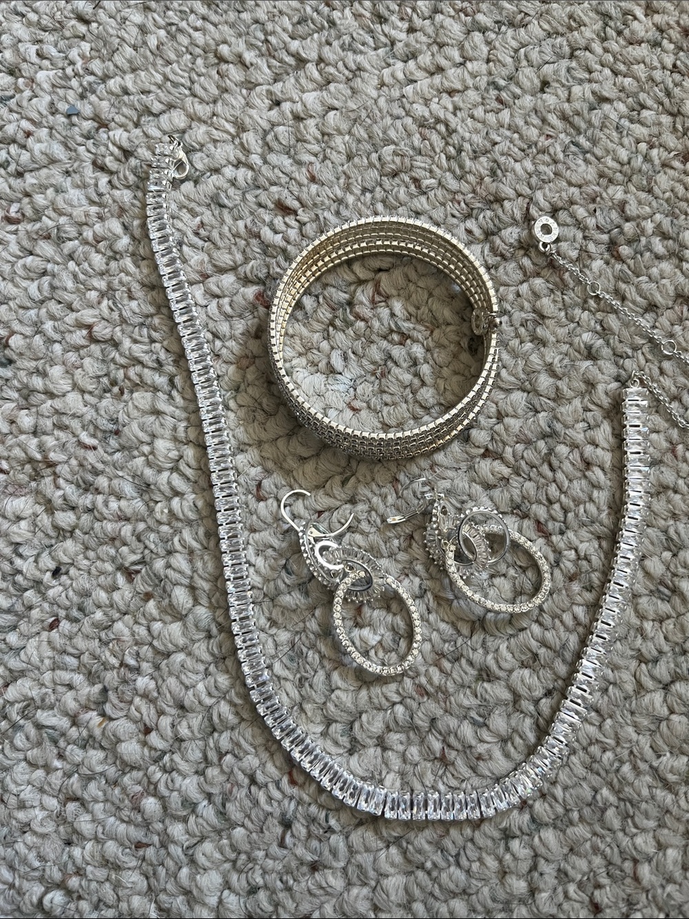 Anne Klein Silver-Tone Crystal Bracelet with Matching Jewelry Set